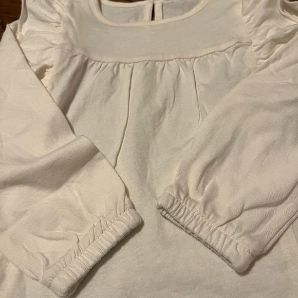J. Crew Crewcuts Girls Long-Sleeve Ruffle-Shoulder Top | Ivory | Size XS (4-5) - Picture 5 of 8